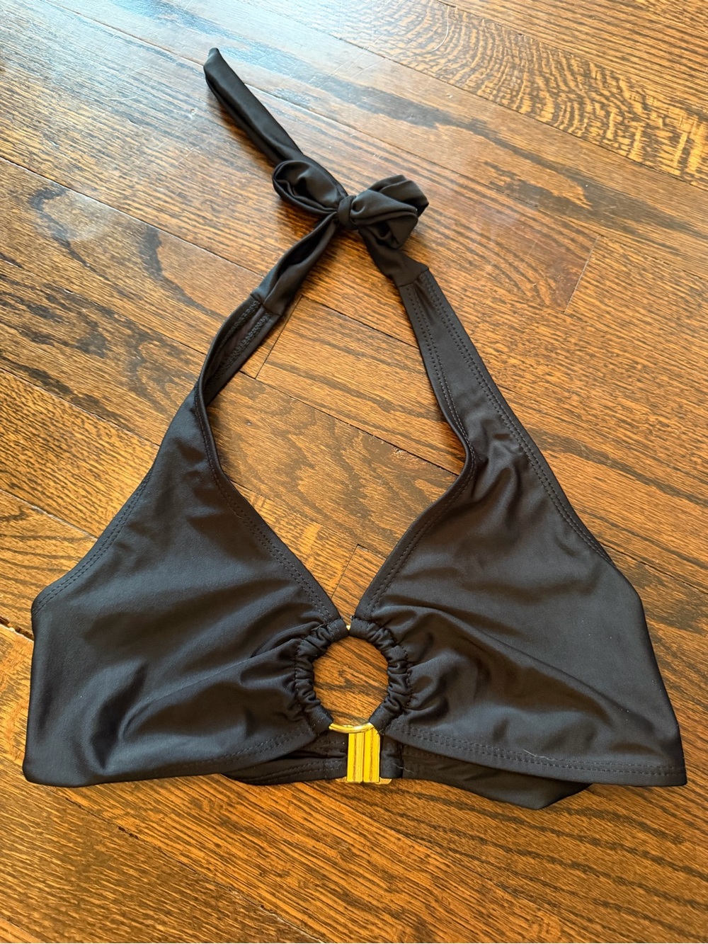 Black Halter Bikini Top with Ring Detail